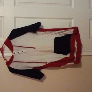 Red Black and White Hooded Tee